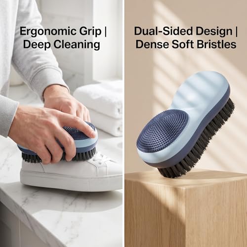 Dual Sided Soft Bristle Cleaning Brush, Iceberg Blue