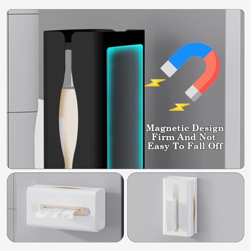 OLizee® Magnetic Dryer Sheet Holder Dryer Sheet Container Kitchen Tissue Box Dryer Sheet Dispenser Tissue Storage Holder for Metallic Surfaces Black