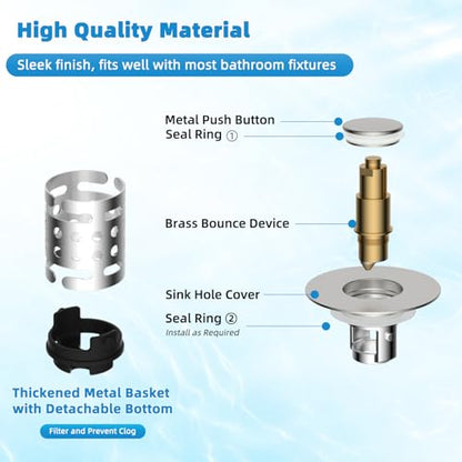 Universal Bathroom Sink Drain Stopper Hair Catcher, Brushed Nickel - color: Brushed Nickel Finish