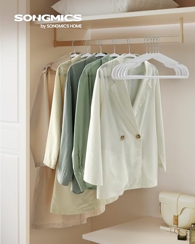 SONGMICS Clothes Hangers 50 Pack, Heavy-Duty Plastic Hangers, Coat Hangers with Wide Shoulder Notches, Pant Bar, 360° Swivel Hook, Space-Saving, 16.4 Inches, for Closet, Cloud White UCRP060W01 - color: Cloud White