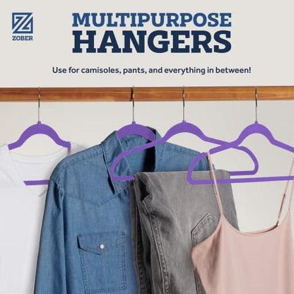 Zober Purple Velvet Hangers 50 Pack, Slim Non Slip Clothes Hangers - color: Purple, size: 50 Pack