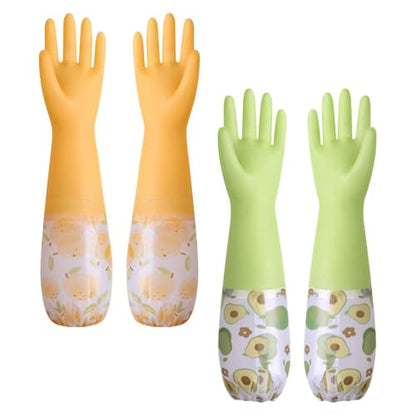 Dishwashing Cleaning Gloves, Rubber Kitchen Glove 2 Pairs