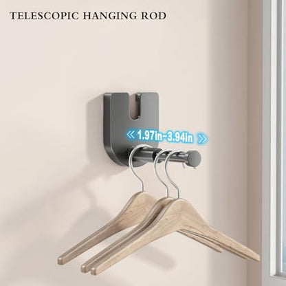 CICUFY Retractable Clothesline Indoor, Non-Sagging Clothes Line Outdoors,13.8 Ft Heavy Duty Clothesline with Telescopic Hanging Rod, Wall Mounted Space-Saving Laundry Line (Gray) - color: Gray