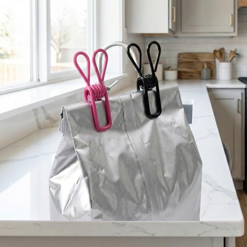10 Pack Heavy Duty Chip Clips, Colorful PVC-Coated Metal Bag & Clothes Clips, Windproof Utility Holders for Kitchen, Laundry & Office