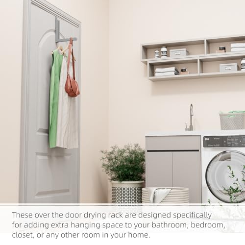 Over the Door Hanger, 2 Pack Foldable Over Door Drying Rack for Laundry - color: Gray