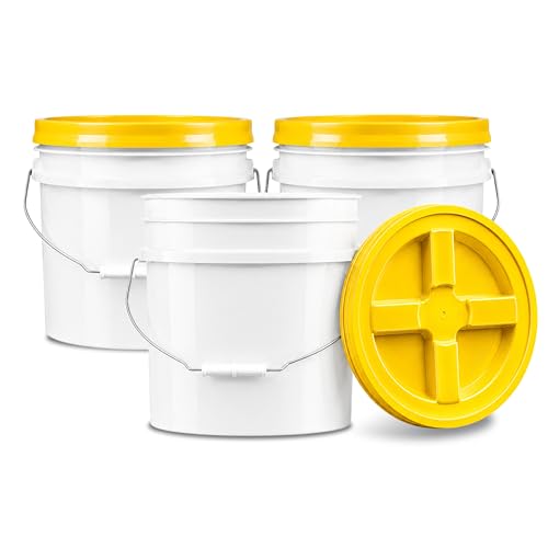 ePackageSupply 3.5 Gallon Bucket, Food-Grade w/Lid, BPA-Free, Yellow,3 Pack - color: Yellow, size: 3 Packs