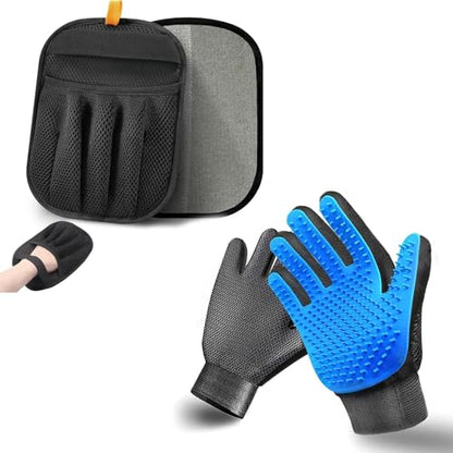 NVNAN 3 PCS Pet Hair Removal Glove and Pet Hair Remover - color: Big Fabric Pet Hair Gloves+Pet Grooming Brush