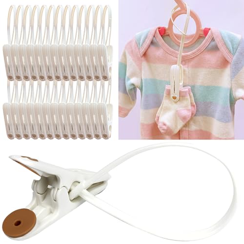 HASHI Premium Baby Clothes & Pants Clips 36 Pack, Silicone Pads for Non-Slip Hanger Clips, Space-Saving Organizer for Baby & Toddler Laundry, Closet, Socks, Stroller, Travel & Drying Rack - size: premium