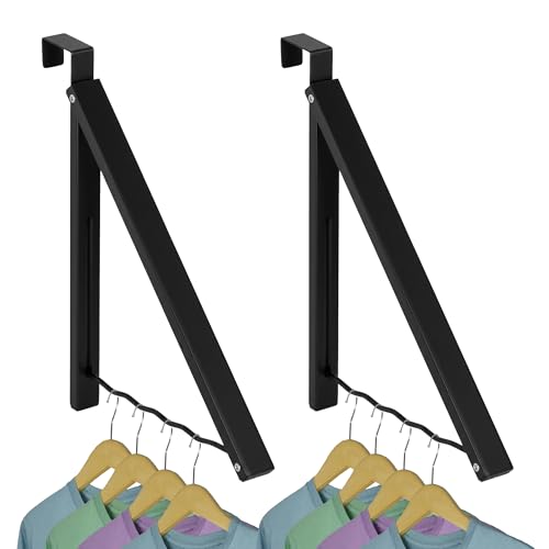 HOLDN’ STORAGE Over The Door Hanger, Single Foldable Rack Organizer, 2 Pack - color: Black, size: 2 Pack