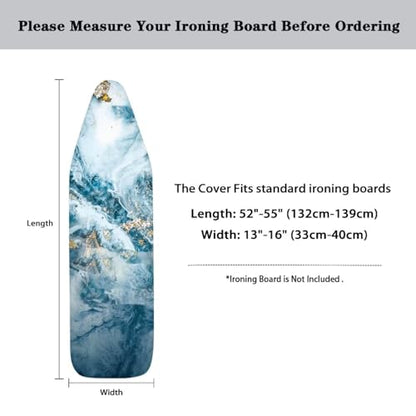 Flashideas Blue Marble Print Ironing Board Cover and Pad- 52" x 13" Iron Board Cover with Padding Fits Standard Size, Iron Board Cover Accessories - color: Blue Marble Print