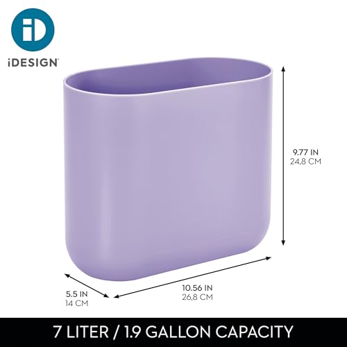 iDesign Small Slim Plastic Bathroom Trash Can, Purple - color: Wisteria, style: Pack of 1