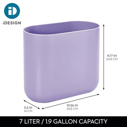 iDesign Small Slim Plastic Bathroom Trash Can, Purple - color: Wisteria, style: Pack of 1