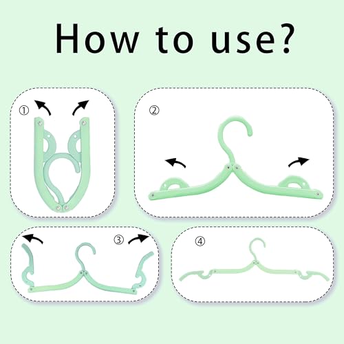 6PCS Portable Folding Clothes Hangers Clothes Drying Rack for Travel (Green) - color: Green