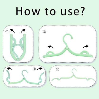 6PCS Portable Folding Clothes Hangers Clothes Drying Rack for Travel (Green) - color: Green