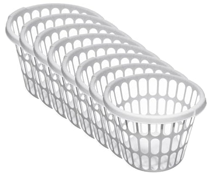 (8 pack) Adult 1-Bushel Round Laundry Basket, White