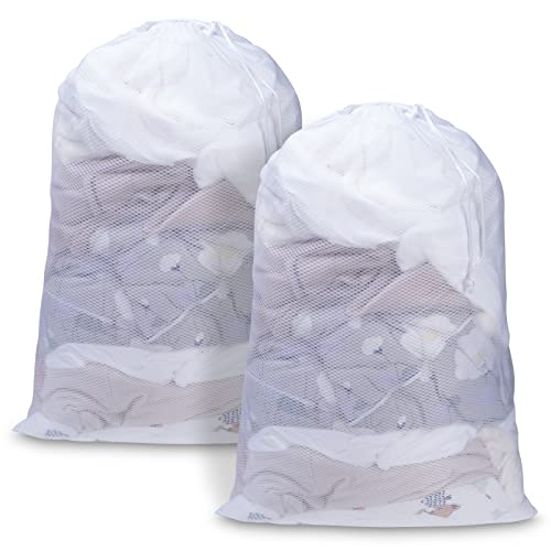 Meowoo 2Pcs Large Mesh Laundry Bag, 24×36inch - color: White-2pcs, size: 24x36 inch