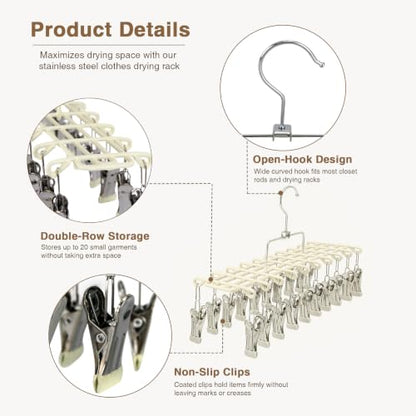 1 Pack Sock Hanger for Drying, Underwear Sock Drying Rack with 20 Clips - color: Gray