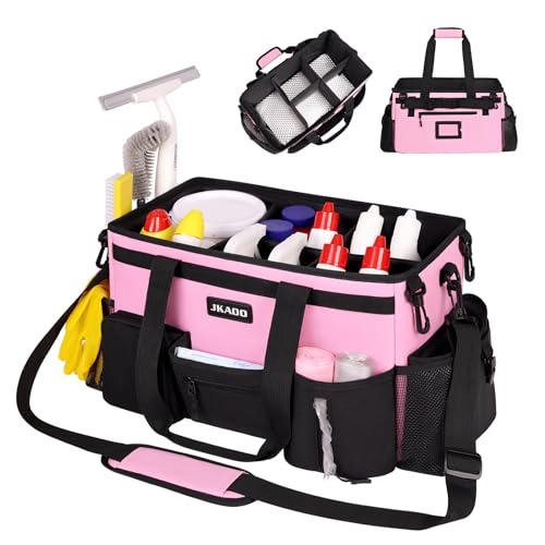 JKAOO Large Wearable Cleaning Caddy Bag with Handles, Pink - color: Pink