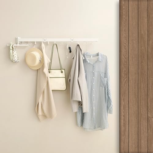 JOOM Aluminum Wall Mounted Clothes Drying Rack, 51-Inch Tri-Fold, White