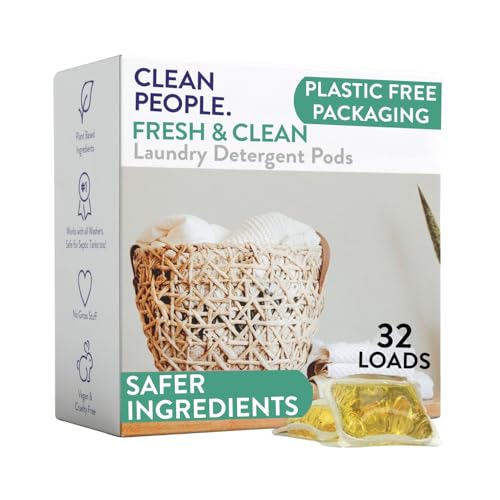 The Clean People Laundry Detergent Pods - Hypoallergenic Laundry Pods - Ultra Concentrated, Recyclable Packaging, Stain Fighting - Fresh Scent, 32 Pack - size: 32 Count