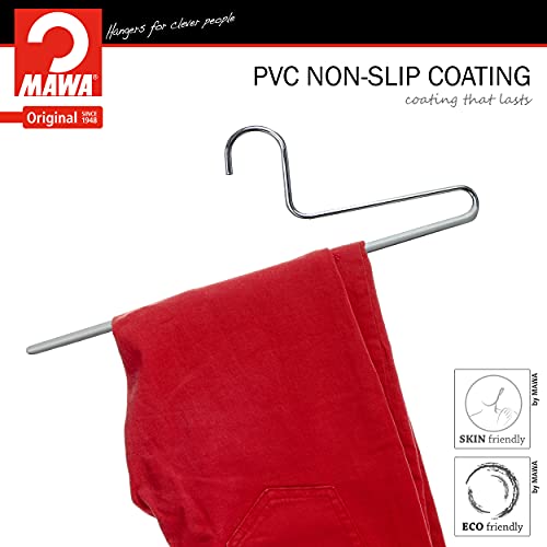 Mawa by Reston Lloyd Non-Slip Space Saving Clothes Hanger with Single Rod for Pants, Style KH/1, Set of 30, Silver - color: Set of 30, size: Silver