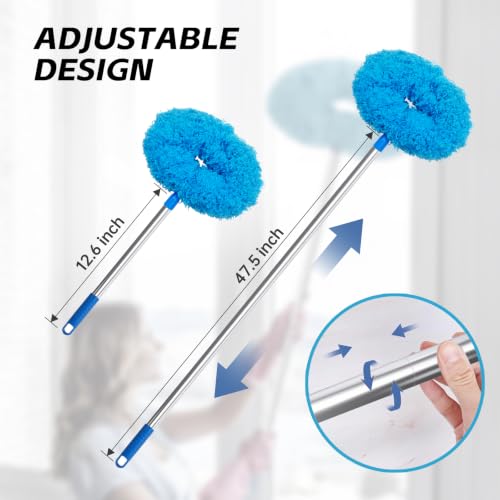 DRQ Ceiling Fan Cleaner Duster with 13-48 in Extension Pole, Blue - color: Blue, size: 13-48 Inch