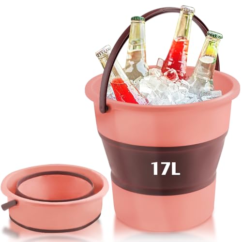 Collapsible Bucket 4.5 Gallon/17L Large Capacity Foldable Cleaning Buckets - color: Large Pink