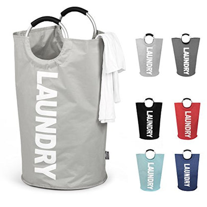DOKEHOM 125L X-Large Laundry Basket Bag, Collapsible Tall Hamper, Grey - color: Light Grey, size: 125L