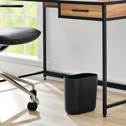 iDesign Small Slim Plastic Bathroom Trash Can, 2-Pack, Black - color: Black, style: Pack of 2