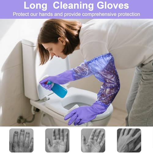 XANGNIER Long Gloves for Cleaning Bathroom,Elbow Length,1 Pair - color: 1 Pair