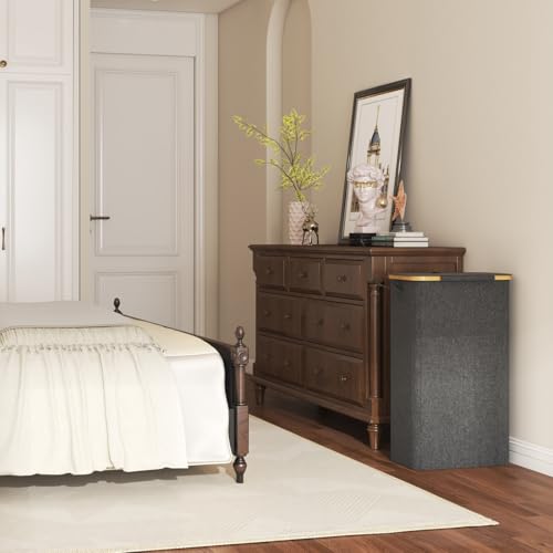 Lifewit 75L Slim Laundry Hamper with Lid and Removable Bag, Dark Gray - color: Dark Gray, size: 75L