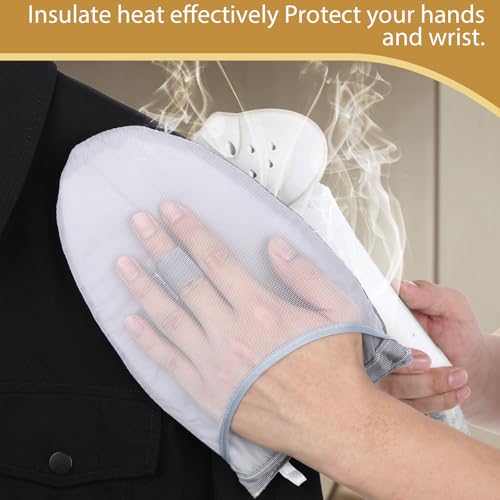 Garment Steamer Ironing Gloves, Portable Clothing Steam Engine Gloves Anti Steam & Heat Resistant Garment Steamer Mitt Travel Handheld Ironing Board Accessories with Finger Loop for Steaming Clothes