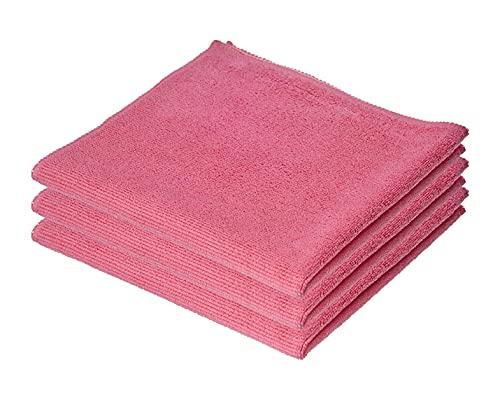 Superio Microfiber Cleaning Cloth for Cars, Kitchen Cleaning Rags for Housekeeping, 16" Micro Fiber Towels for House, Bathroom Absorbent All-Purpose Streak-Free lint-Free Wash Cloths (3 Pink) - color: Pink