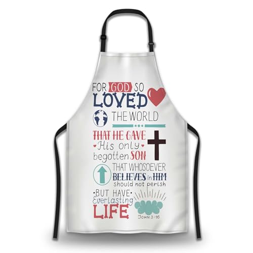 Chef Works Apron for Men Bible Verse Craft Aprons for Women for Kitchen Cooking Restaurant BBQ Painting Crafting Gardening 27” (W) x 31” (H), Waterproof Apron - color: Bible Verse Texture