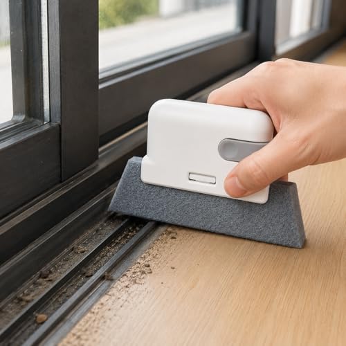 1 PcsWindow Track Cleaning Brush, Window Groove Cleaning Brush, Universal Window Sill Cleaner Tool, Sliding Door Track Cleaner Brushes for Home Kitchen Tracks Shutters Crevice Water Stain Remover