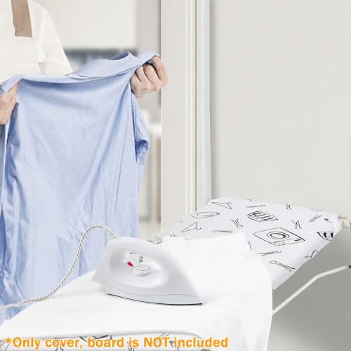 Seiritex Over the Door Ironing Board Cover 13 x 37 inch, Small Iron Board Cover w Heat Reflective Thick Padding with Hook and Loop Fasteners (White Update Version) - color: White, size: 13x37 Update