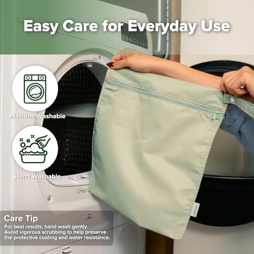 haakaa Wet Dry Bags for Baby, Water Resistant Wet Dry Bag, 2pcs, Grass - color: Grass