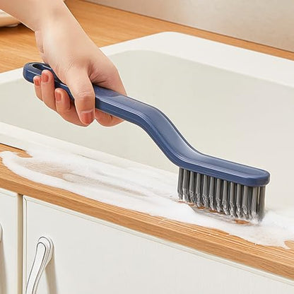 Multi-Purpose Bathroom Crevice Cleaning Brush with Ergonomic Handle for Narrow Gap Tile Edge and Window Track Scrubbing - color: Blue