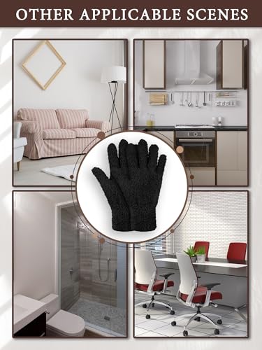 Patelai 3 Pairs Microfiber Dusting Gloves for Plants Leaf, Large - color: Black, Brown, Dark Brown, size: Large