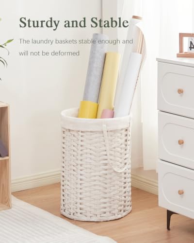 SETVSON Laundry Hamper Laundry Basket Round 19 Gal (72 L) PE Rattan, White - color: White, size: 19.0 Gal - 72L