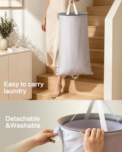 126L Laundry Basket with Lid, Laundry Hamper, Laundry Room, Gray - color: Gray