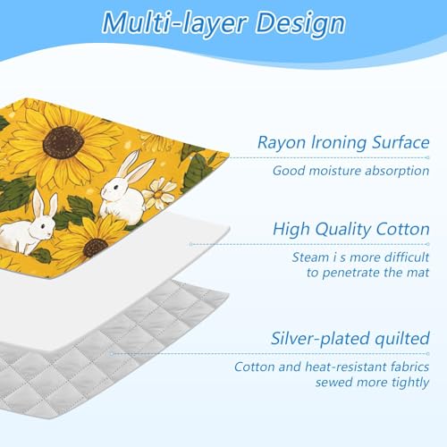 Ironing Mat Portable Ironing Pad Ironing Blanket for Table Top Heat Resistance Double-Side Using Travel Large 47.2 x 27.6 Inch Foldable Lightweight Autumn Sunflower and Cute Rabbit - color: Autumn Sunflower and Cute Rabbit