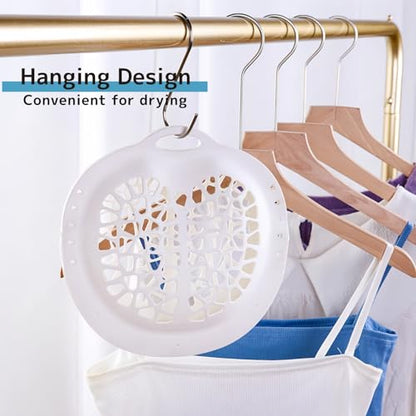 2 Pack Bra Washing Bags for Laundry, Large 8.6x8.6in Silicone Delicate Underwear Laundry Bags, Anti-Deformation Washing Bag with Side Zipper, Tangle-Free & Shape-Support Gray & White