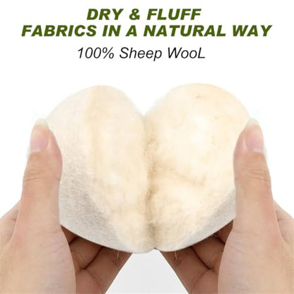 Wool Dryer Balls Reusable Laundry Dryer Balls Natural Fabric Softener Dryer Sheets Replacement for Reducing Clothing Static and Wrinkles, Set of 6PCS