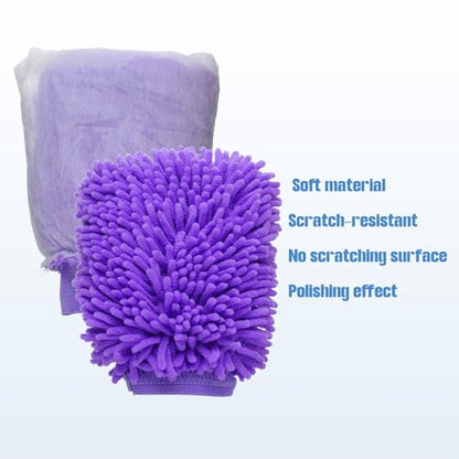 HARFINGTON 2pcs Chenille Microfiber Car Wash Mitts 10" x 7.5" Scratch Free Wash Gloves Absorbent Double Sided Plush Cleaning Drying Mitts for Car Washing Home Clean Purple - color: Purple