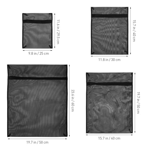 PRETYZOOM Mesh Laundry Bags Set, 4 Pcs Sturdy Wash Bags for Delicates and Intimates | Reusable Mesh Pockets for Underwear, Socks and Small Clothing Items | Machine Wash & Travel Storage Pouch