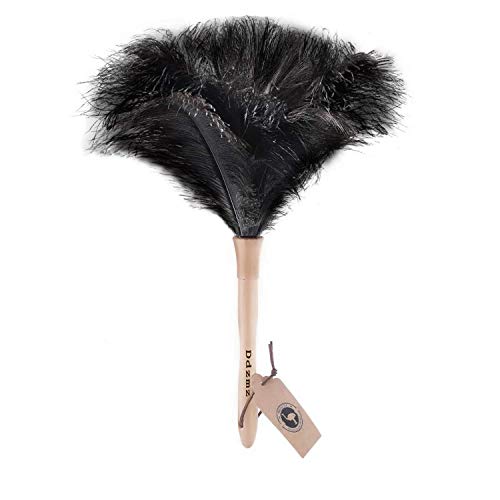 DDZMZ Ostrich Feather Duster for Cleaning with Natural Fluffy,16",Black - color: Black 16"