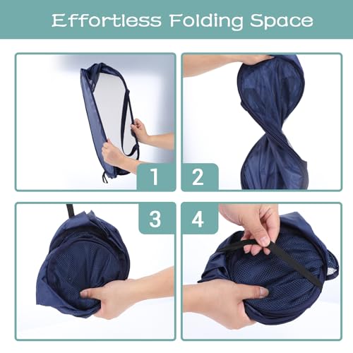 4 Pcs Popup Mesh Laundry Basket, Laundry Hamper with Side Pocket