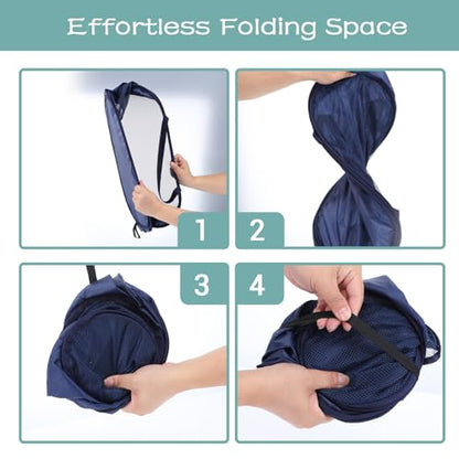 4 Pcs Popup Mesh Laundry Basket, Laundry Hamper with Side Pocket