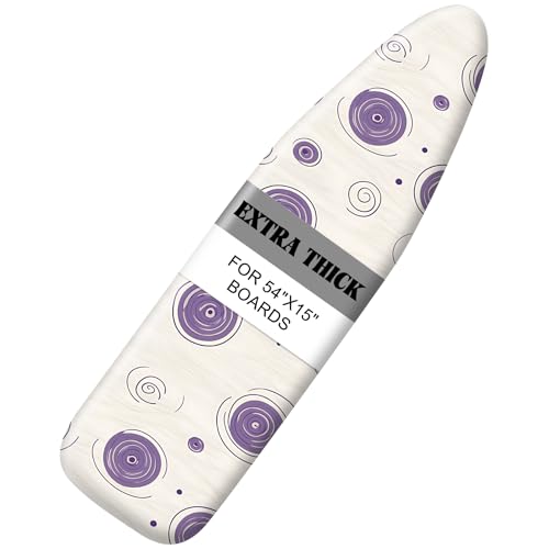 Ironing Board Cover 15"x54"，Standard Ironing Board Replacement Cover，Easy Fit - color: Light Purple and Beige, size: 15"x54"